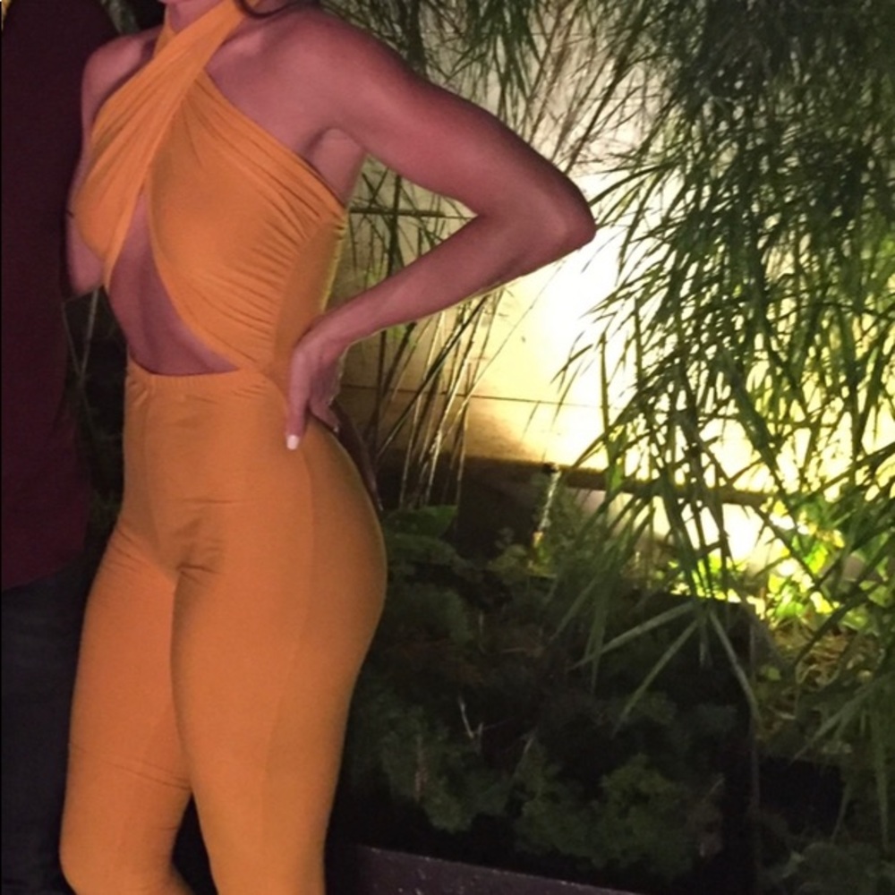 Yellow fitted jumpsuit